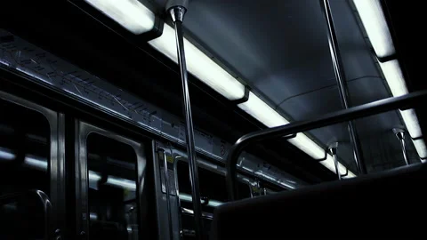 Inside View of an Empty Metro Car or Subway Car in Paris, France, Europe. 4K. Video stock 149355470