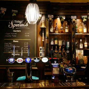 Inside view of a English pub. Stock Photos