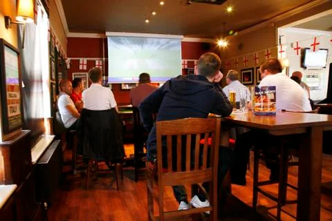 Inside view of a English pub. Stock Photos