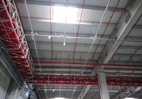 Inside view of factory with complicated structure Stock Photos