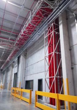 Inside view of factory with complicated structure Stock Photos