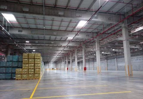 Inside view of factory with complicated structure Stock Photos