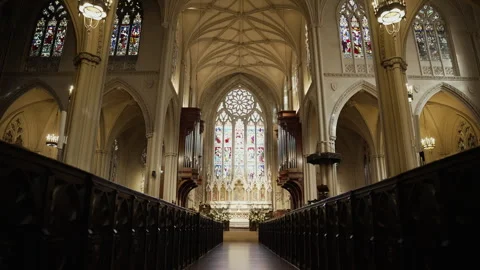 Inside view of Grace Church in New York city Stock Footage 255103247