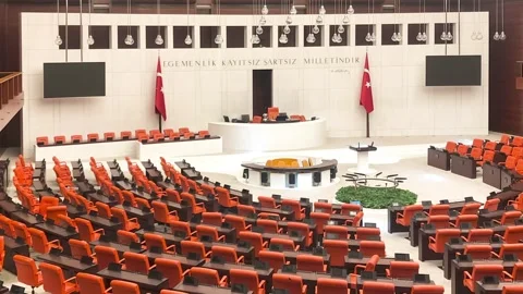Inside view of The Grand National Assembly of Turkey Video stock 304966480