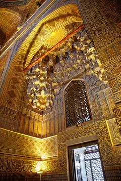 Inside view of the Gur-e-Amir, Guri Amir in Samarkand, Uzbekistan. Interior of Stock Photos