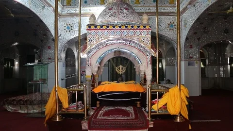 Inside view of Gurdwara Panja Sahib Stock Footage 86658978