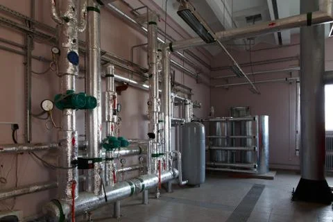 Inside view of the heating unit in the recycling plant Фото