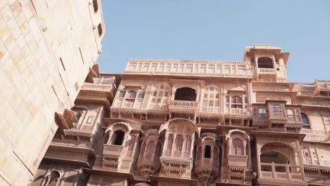Inside view of heritage salim singh ki haveli in jaisalmer rajasthan india. Stock Footage 282791436