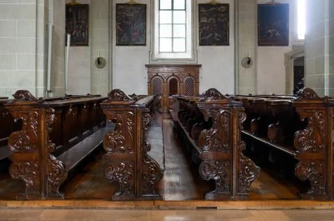 Inside view of Hofkirche St. Leodegar Church in Lucern Switzerland Fotos de archivo