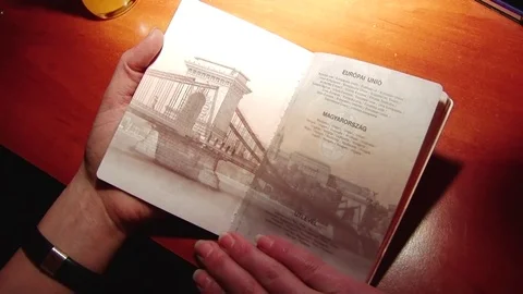 Inside view of  Hungarian passport Stock Footage 70925473