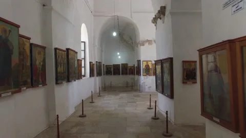 Inside view of Icon Museum at St. Barnabas Church. Cyprus. DJI-0249-04 Видео 137373224