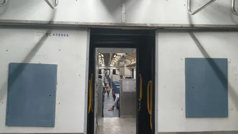 Inside View of Indian Train Compartment Through Open Door (Editorial) Stock Footage 323302621