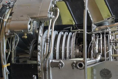 Inside view of jet engine. Stock Photos