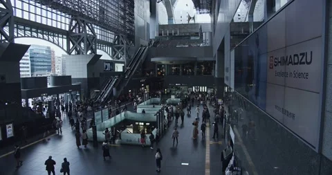 Inside view of Kyoto Station from 2nd floor Stock Footage 217003914
