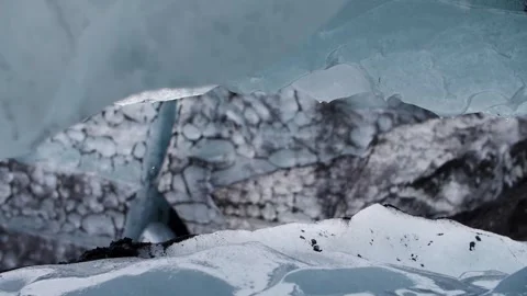 Inside View of Melting Glacier Ice Cave in Iceland Stock Footage 317396856