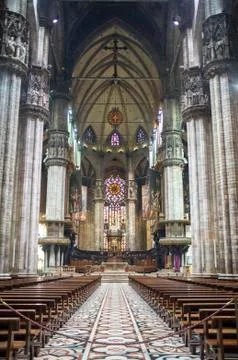 Inside view from Milan Cathedral Stock Photos