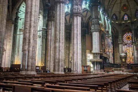 Inside view from Milan Cathedral Stock Photos