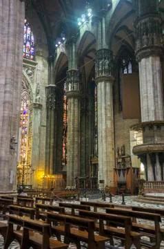 Inside view from Milan Cathedral Stock Photos