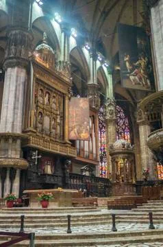 Inside view from Milan Cathedral Stock Photos