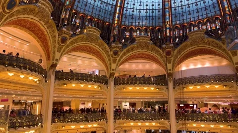 Inside view on Neo Byzantine dome, interio design in Art Deco style and visitors Stock-Footage 311939157