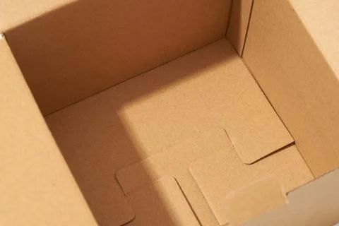 Inside view of an open cardboard box Stock Photos