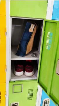 Inside view of Open locker in lockers room Foto stock