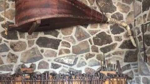 Inside view of a pioneer blacksmith shop HD Stock-Footage 80166051