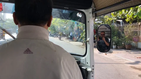 Inside view of a rickshaw while moving Stock Footage 122363871