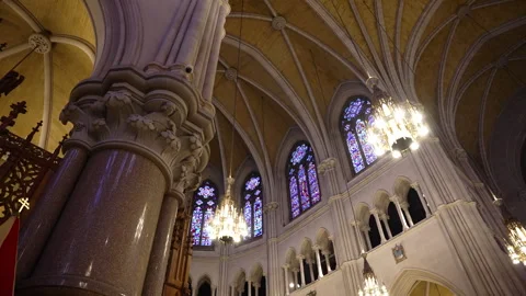 Inside view of Saint Patrick cathedral in New York City Stock Footage 245095202