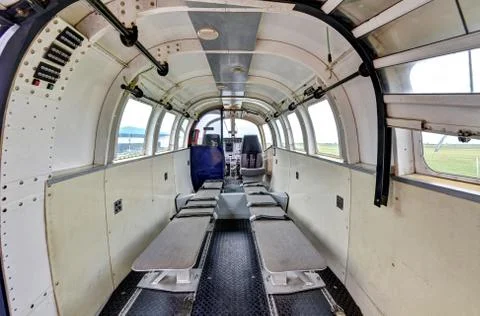 Inside view of seating for parachuting Stock Photos