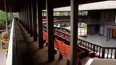 Inside view of Shakespearean theater stage Vídeos de archivo 70215602
