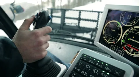 Inside view of the snowcat skiing route 3 Stock Footage 21774509