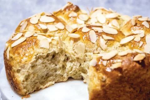 Inside View of Sweet Almond Bread Foto stock