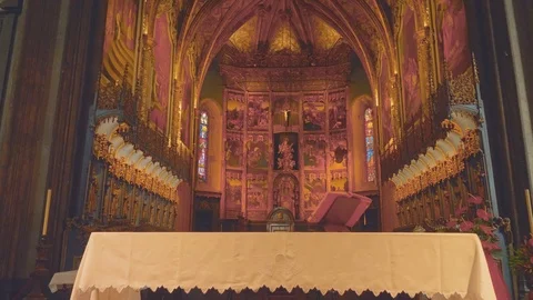 Inside view of temple in Funshal Stock Footage 88563060