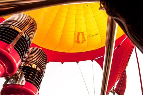 Inside view with two burners of a hot air ballon in morocco Stock Photos