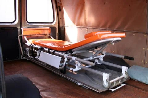 Inside view of used ambulance Foto stock