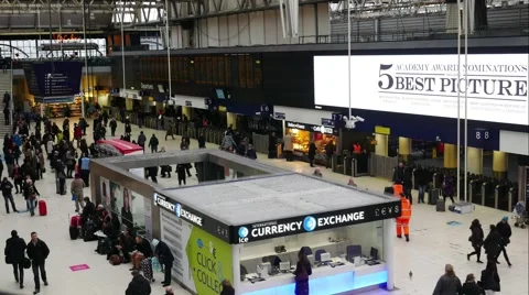 Inside view of Waterloo Station London UK - Timelapse 4K Stock Footage 59723312