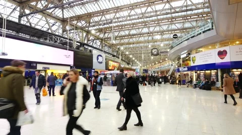 Inside view of Waterloo Station London UK Stock Footage 59723457