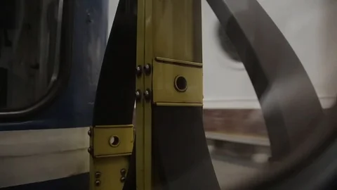 Inside view from the window of the moving subway train carriage in the subway Stock Footage 101532637