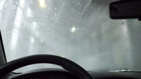 Inside view on windscreen during washing Stock Footage 34167481