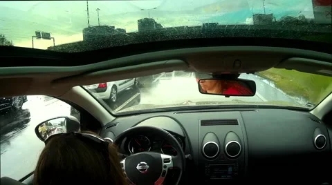 Inside View Woman Driving Stock Footage 43909688