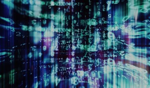 Inside vintage computer interlaced digital abstraction backgroun Stock Illustration