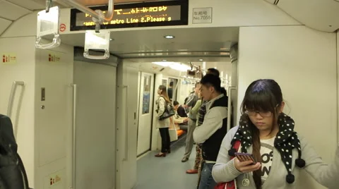 Inside the wagon Chinese subway Stock Footage 45162378