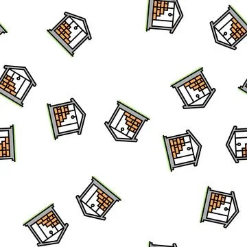 Inside wall insulation with mineral wool vector seamless pattern Stock Illustration