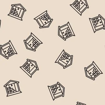 Inside wall insulation with mineral wool line seamless pattern Stock Illustration