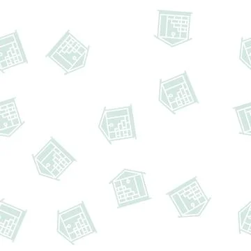 Inside wall insulation with mineral wool glyph seamless pattern Stock Illustration