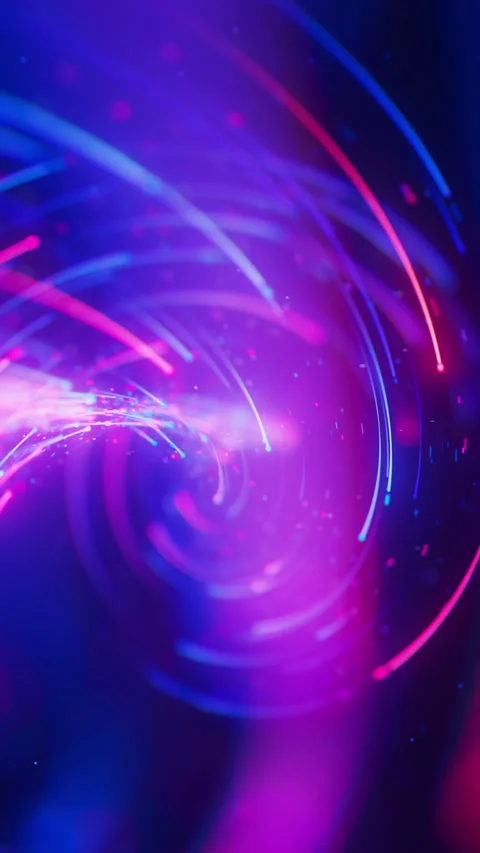 Inside warped neon line flow carrying big data at light speed. Abstract digital Stock Footage 347318121
