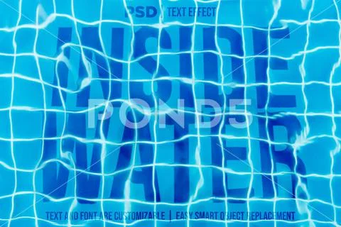 Inside water editable text effect PSD photoshop format PSD Template