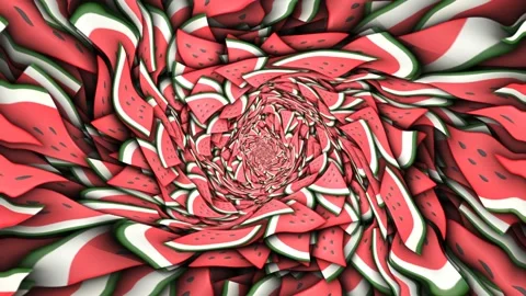 Inside a Watermelon Fruit Tunnel Animation, Background, Loop 库存影片 311602234