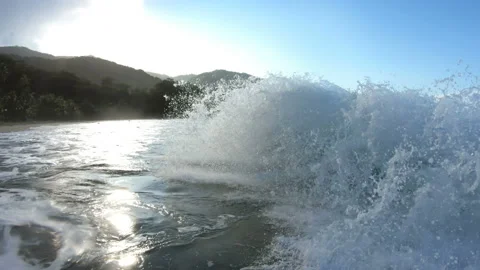 Inside the wave panoramic, beach of La Miel - Panama 4K Stock Footage 167655239
